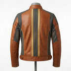 Mens Premium Lambskin Neural Tech Smart Adaptive Biker | Cognac Temperature- Responsive | AI-Enhanced Motorcycle Jacket