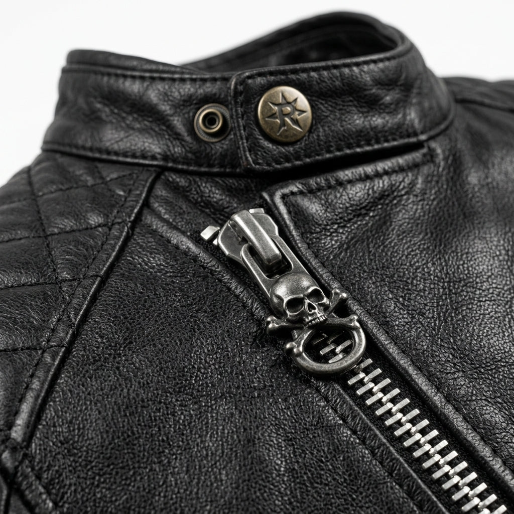 Mens Premium Lambskin Rebel Black Aggressive Biker Jacket | Black Bold Edge |  Rebellious Motorcycle Gear