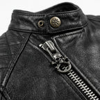 Mens Premium Lambskin Rebel Black Aggressive Biker Jacket | Black Bold Edge |  Rebellious Motorcycle Gear