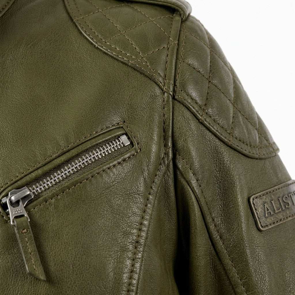 Womens Premium Lambskin Olive Green Adventure Biker Jacket | Explorer Green |  Adventure-Ready Motorcycle Fashion