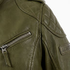 Womens Premium Lambskin Olive Green Adventure Biker Jacket | Explorer Green |  Adventure-Ready Motorcycle Fashion