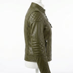Womens Premium Lambskin Olive Green Adventure Biker Jacket | Explorer Green |  Adventure-Ready Motorcycle Fashion