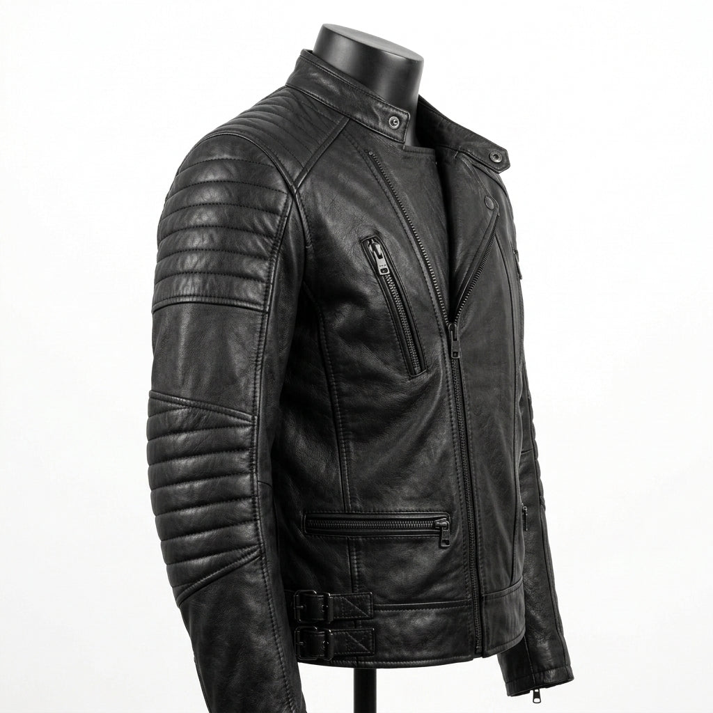 Mens Premium Lambskin Urban Black Rebel Biker Jacket | Jet Black Bold | Modern  Urban Motorcycle Gear