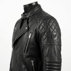 Mens Premium Lambskin Rebel Black Aggressive Biker Jacket | Black Bold Edge |  Rebellious Motorcycle Gear