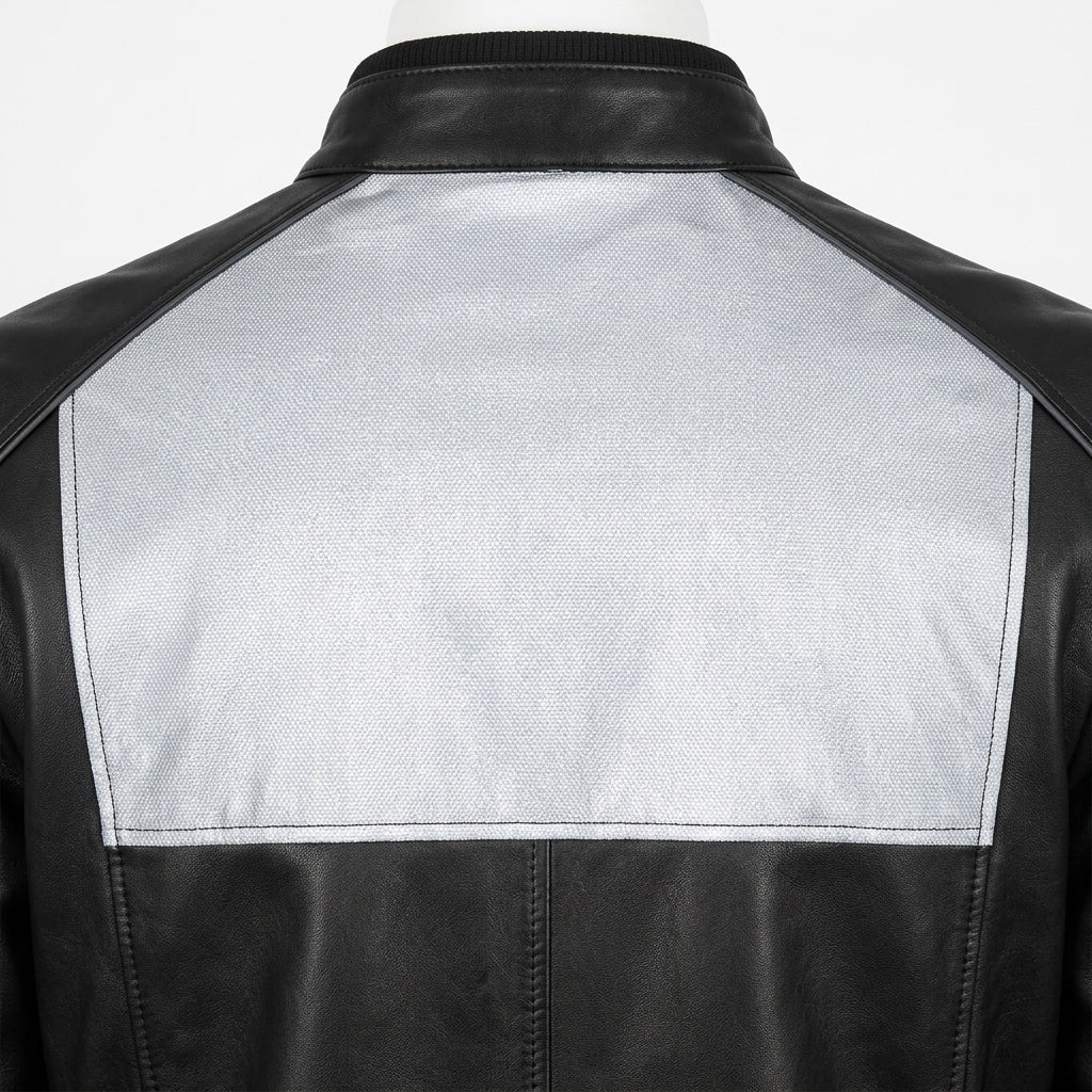 Mens Premium Lambskin Reflective Safety Enhanced Visibility Bomber | Black  Hi-Vis | Night Rider Safety Jacket
