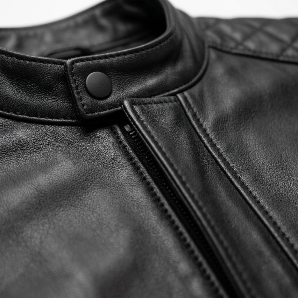Mens Premium Lambskin Midnight Black Stealth Biker Jacket | Black Concealed  Hardware | Minimalist Aggressive Motorcycle Gear