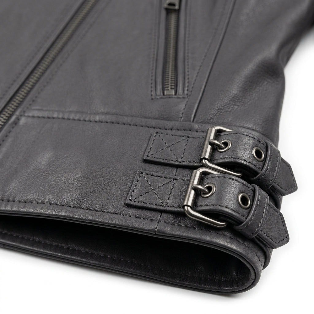 Womens Premium Lambskin Charcoal Grey Sophisticated Biker Jacket | Deep Grey |  Sophisticated Minimalist Motorcycle Fashion