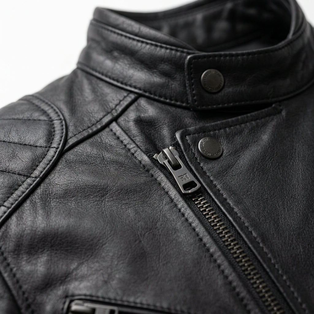 Mens Premium Lambskin Charcoal Night Rider Black Biker Jacket | Dark Black  Optimized | Night Riding Motorcycle Gear