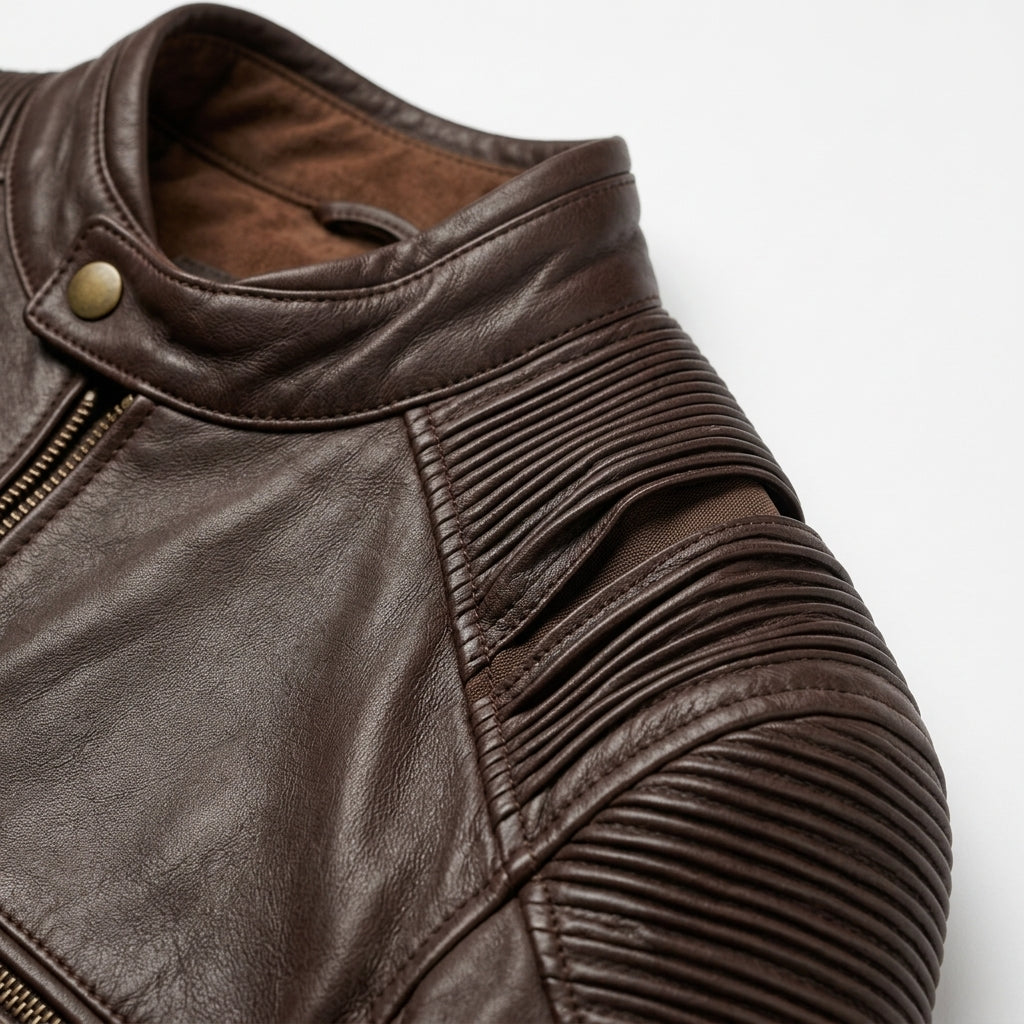 Mens Premium Lambskin Chocolate Comfort Brown Biker Jacket | Warm Brown Ergonomic |  Relaxed Luxury Motorcycle Gear