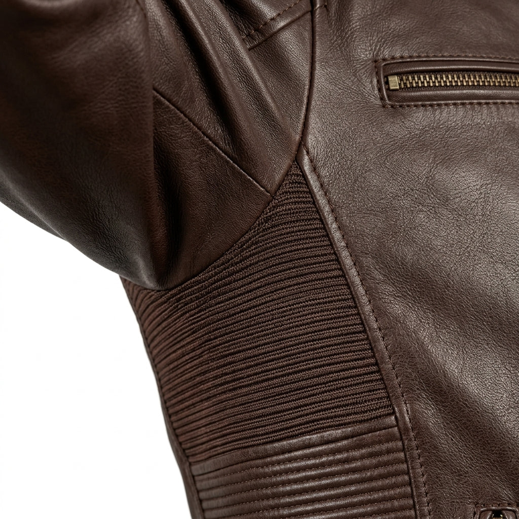 Mens Premium Lambskin Chocolate Comfort Brown Biker Jacket | Warm Brown Ergonomic |  Relaxed Luxury Motorcycle Gear