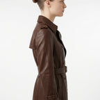 Womens Premium Lambskin Rich Chocolate Deep Luxury Trench Coat | Deep Brown |  Opulent Fashion Investment