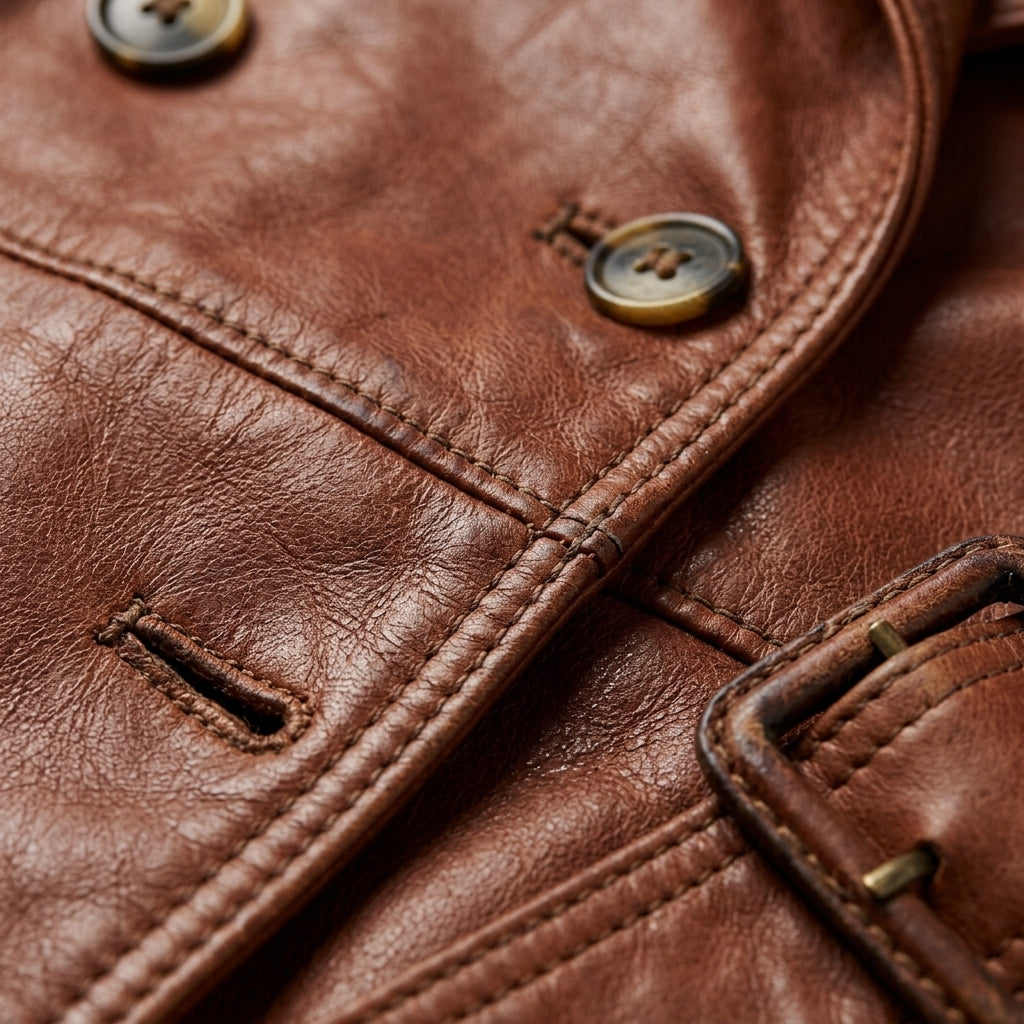 Womens Premium Lambskin Cognac Heritage Vintage Brown Trench Coat | Aged Beauty |  Vintage Luxury Fashion