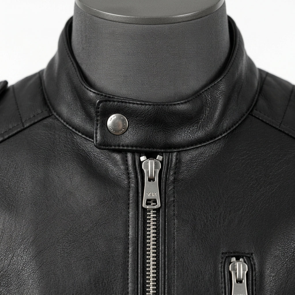 Mens Premium Vegan Leather-Alternative Cruelty-Free Biker | Black Ethical |  Luxury Motorcycle Jacket (No Animals)