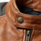 Mens Premium Lambskin Neural Tech Smart Adaptive Biker | Cognac Temperature- Responsive | AI-Enhanced Motorcycle Jacket