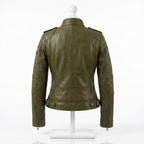 Womens Premium Lambskin Olive Green Adventure Biker Jacket | Explorer Green |  Adventure-Ready Motorcycle Fashion