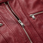 Mens Premium Lambskin Crimson Fire Red Biker Jacket | Deep Red Bold Statement |  Rare Color Motorcycle Gear