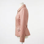 Womens Premium Lambskin Blush Pink Art Deco Feminine Jacket | Geometric Vintage |  Art Deco Fashion