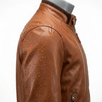 Mens Premium Lambskin Water-Resistant Paradox Bomber | Cognac Nano-Coated |  Weather-Ready Motorcycle Jacket