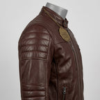 Mens Premium Lambskin Mahogany Warrior Brown Biker Jacket | Brown Powerful |  Warrior Spirit Motorcycle Gear