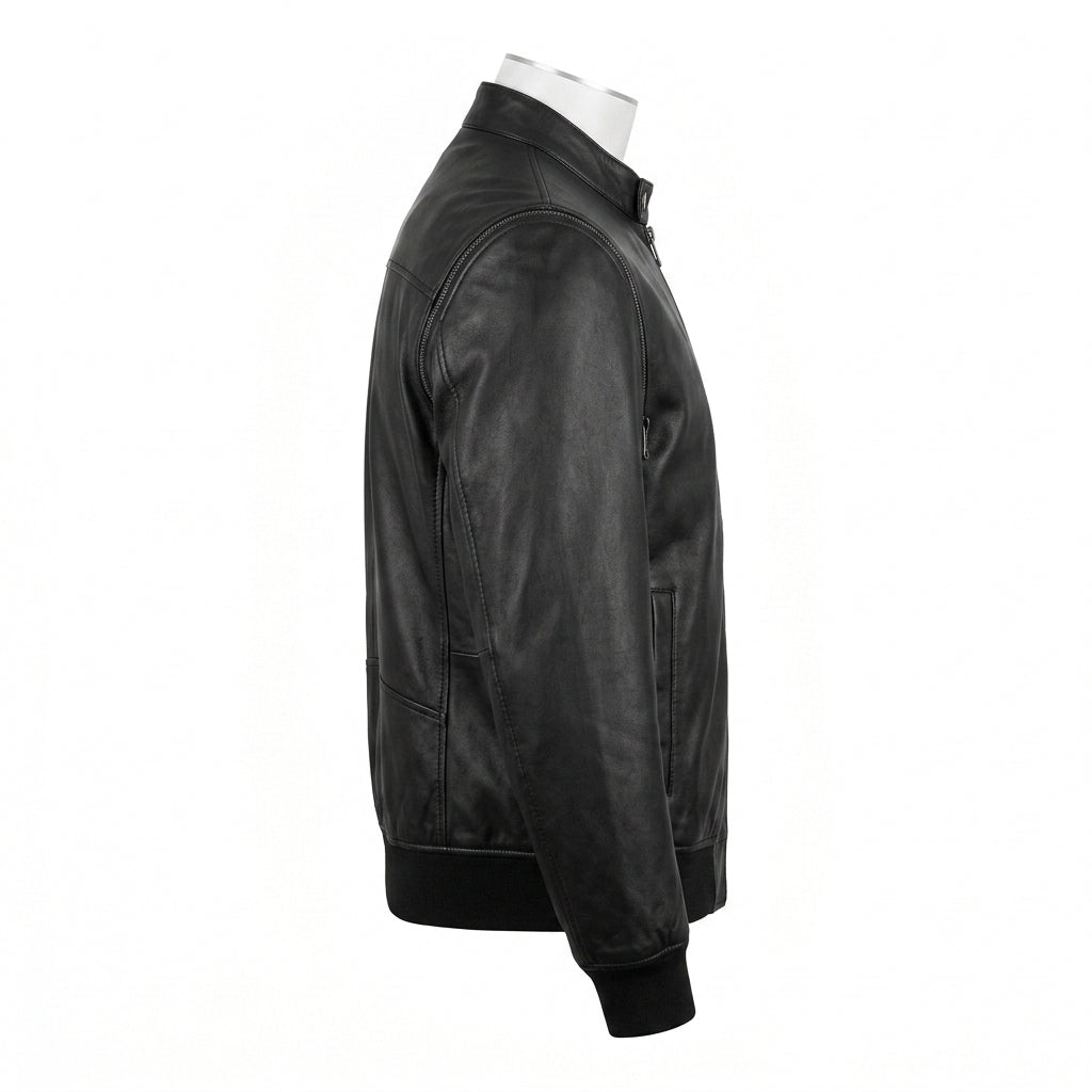 Mens Premium Lambskin Modular Zip-Off Sleeves Convertible Bomber | Black |  Vest Conversion Jacket