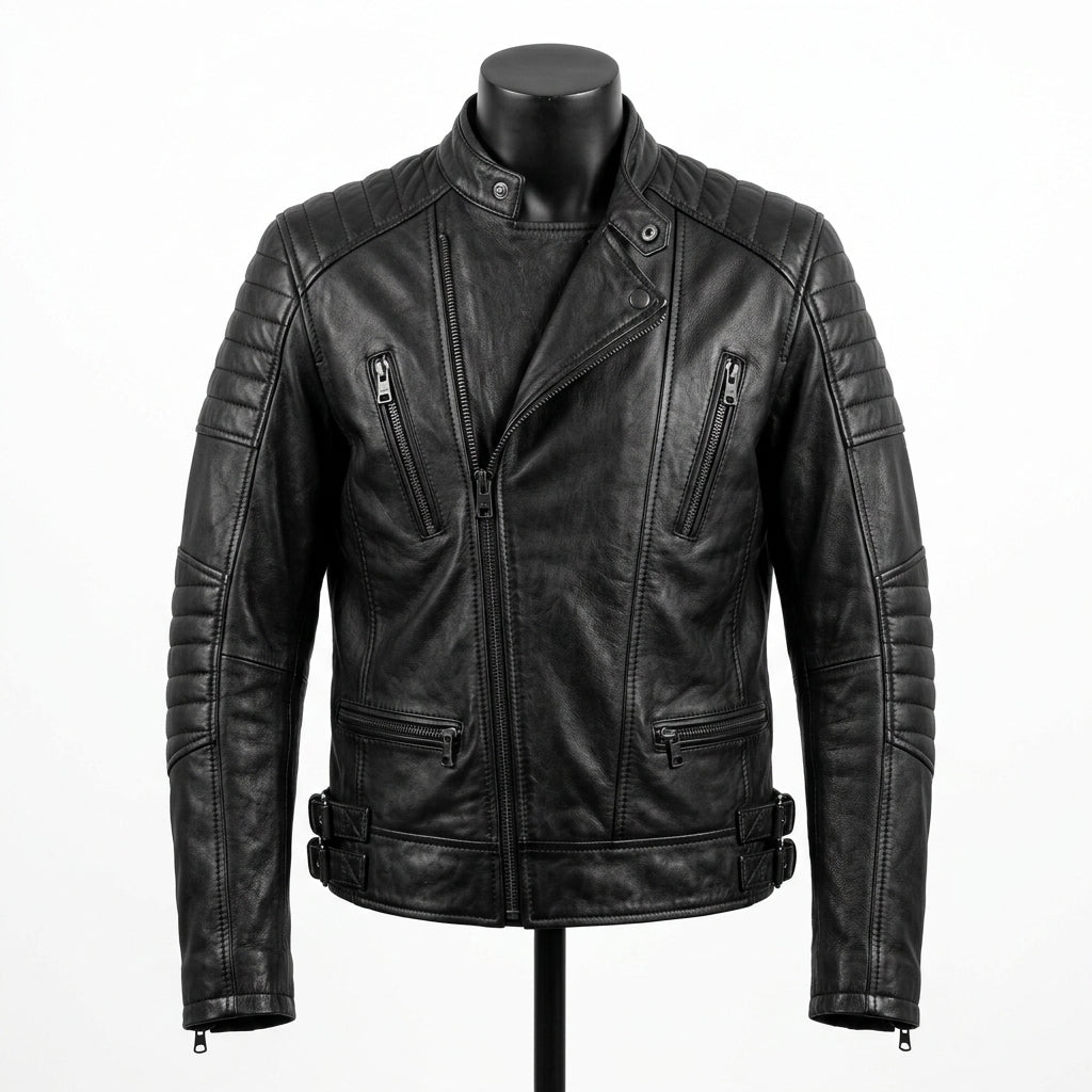 Mens Premium Lambskin Urban Black Rebel Biker Jacket | Jet Black Bold | Modern  Urban Motorcycle Gear