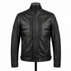 Mens Premium Lambskin Midnight Black Stealth Biker Jacket | Black Concealed  Hardware | Minimalist Aggressive Motorcycle Gear