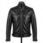 Mens Premium Lambskin Classic Black Motorcycle Biker Jacket | Jet Black  Timeless | Traditional Motorcycle Heritage