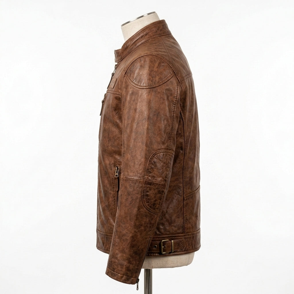 Mens Premium Lambskin Outback Legend Brown Biker Jacket | Warm Brown Heritage |  Authentic Australian Motorcycle Gear