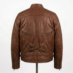 Mens Premium Lambskin Asymmetric Rebellion Wild Biker | Brown Bold Statement |  Rebellious Biker Motorcycle Jacket