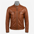 Mens Premium Lambskin Wrap-Around Construction Seamless Biker | Cognac  Comfort | Seamless Motorcycle Jacket