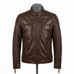 Mens Premium Lambskin Chocolate Comfort Brown Biker Jacket | Warm Brown Ergonomic |  Relaxed Luxury Motorcycle Gear
