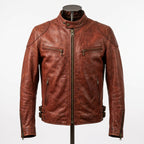 Mens Premium Lambskin Rust Red Heritage Biker Jacket | Rust Brown Vintage |  Authentic Motorcycle Heritage