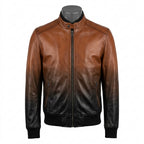 Mens Premium Lambskin Gradient Fade Ombre Leather Bomber | Cognac-to-Black  Artistic | Hand-Painted Masterpiece Jacket