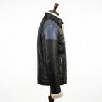 Mens Premium Lambskin Hybrid Tech Fusion Biker Jacket | Black Tech Panels |  Modern Tech-Integrated Motorcycle Gear