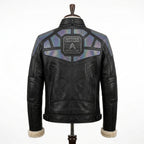 Mens Premium Lambskin Hybrid Tech Fusion Biker Jacket | Black Tech Panels |  Modern Tech-Integrated Motorcycle Gear