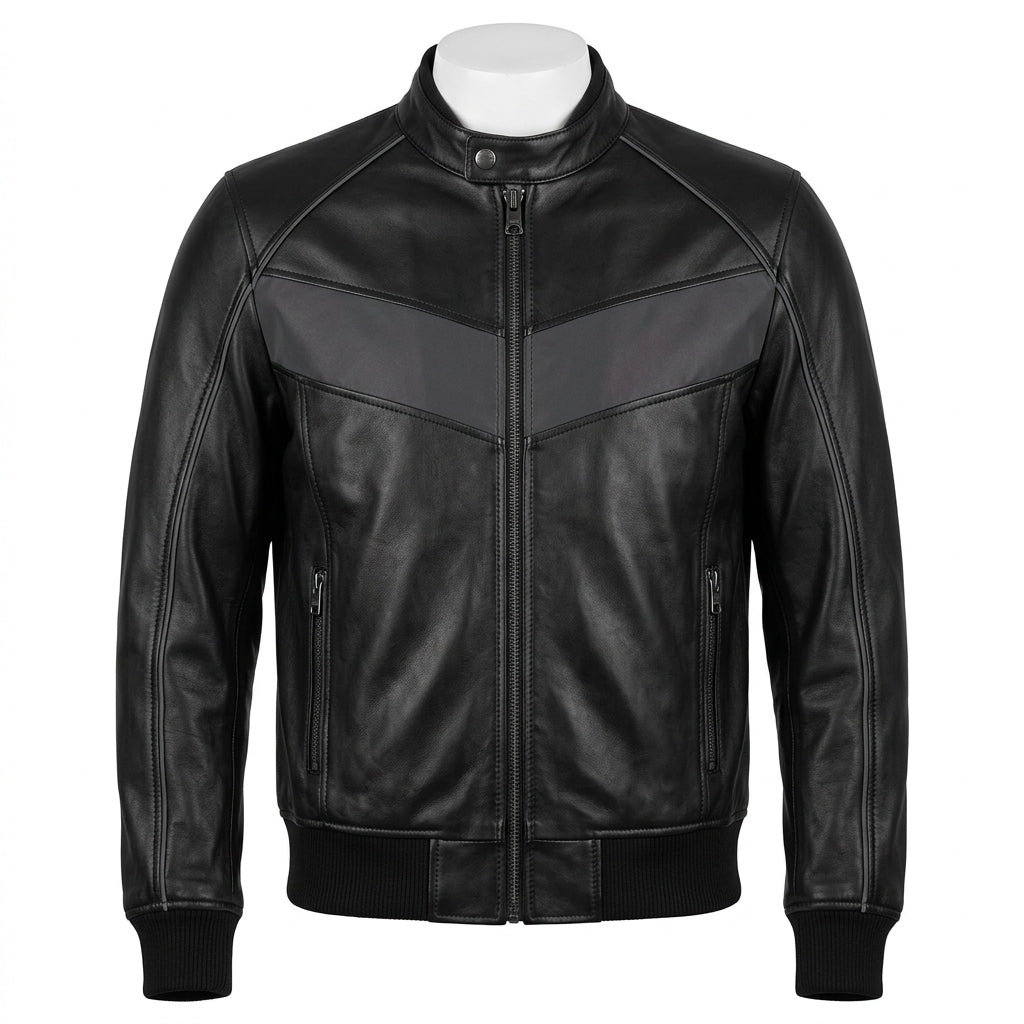 Mens Premium Lambskin Reflective Safety Enhanced Visibility Bomber | Black  Hi-Vis | Night Rider Safety Jacket