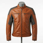 Mens Premium Lambskin Neural Tech Smart Adaptive Biker | Cognac Temperature- Responsive | AI-Enhanced Motorcycle Jacket
