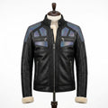 Mens Premium Lambskin Hybrid Tech Fusion Biker Jacket | Black Tech Panels |  Modern Tech-Integrated Motorcycle Gear
