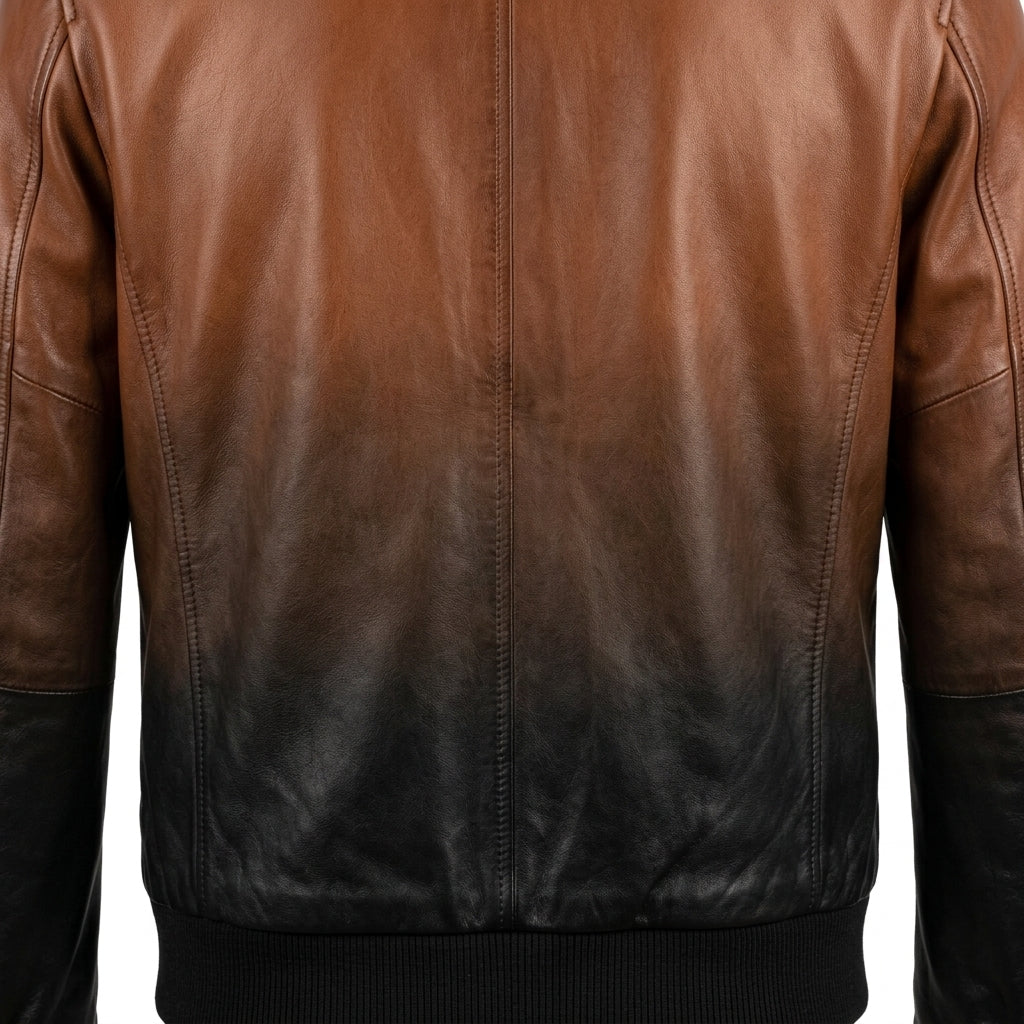 Mens Premium Lambskin Gradient Fade Ombre Leather Bomber | Cognac-to-Black  Artistic | Hand-Painted Masterpiece Jacket