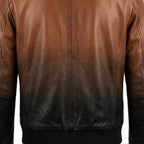 Mens Premium Lambskin Gradient Fade Ombre Leather Bomber | Cognac-to-Black  Artistic | Hand-Painted Masterpiece Jacket