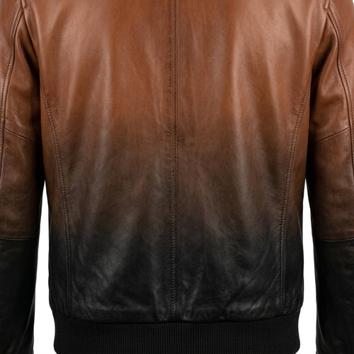Mens Premium Lambskin Gradient Fade Ombre Leather Bomber | Cognac-to-Black  Artistic | Hand-Painted Masterpiece Jacket