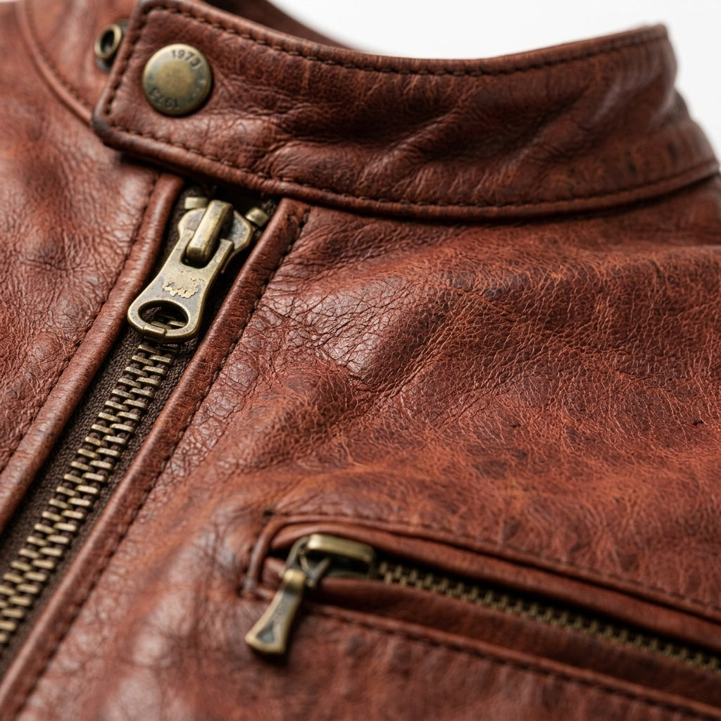 Mens Premium Lambskin Rust Red Heritage Biker Jacket | Rust Brown Vintage |  Authentic Motorcycle Heritage