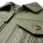 Womens Premium Lambskin Sage Green Nature Vintage Jacket | Eco-Conscious Aesthetic |  Natural Vintage Fashion