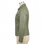 Womens Premium Lambskin Sage Green Nature Vintage Jacket | Eco-Conscious Aesthetic |  Natural Vintage Fashion