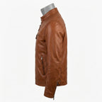 Mens Premium Lambskin Wrap-Around Construction Seamless Biker | Cognac  Comfort | Seamless Motorcycle Jacket