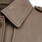 Womens Premium Lambskin Taupe Neutral Sophisticated Brown Trench Coat | Elegant  Neutral | Minimalist Luxury Fashion