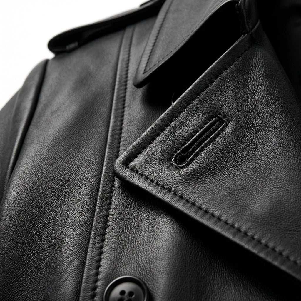Womens Premium Lambskin Jet Black Classic Sophisticated Trench Coat | Timeless  Professional | Luxury Fashion Outerwear