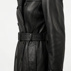 Womens Premium Lambskin Jet Black Classic Sophisticated Trench Coat | Timeless  Professional | Luxury Fashion Outerwear