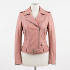 Womens Premium Lambskin Rose Blush Pink Feminine Power Biker Jacket | Bold Pink |  Feminine Power Motorcycle Fashion