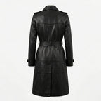 Womens Premium Lambskin Jet Black Classic Sophisticated Trench Coat | Timeless  Professional | Luxury Fashion Outerwear